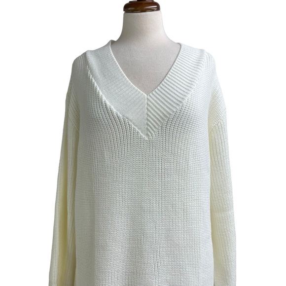 Topshop NWOT oversized knit Vneck mini sweater dress medium 8-10 - Picture 3 of 11